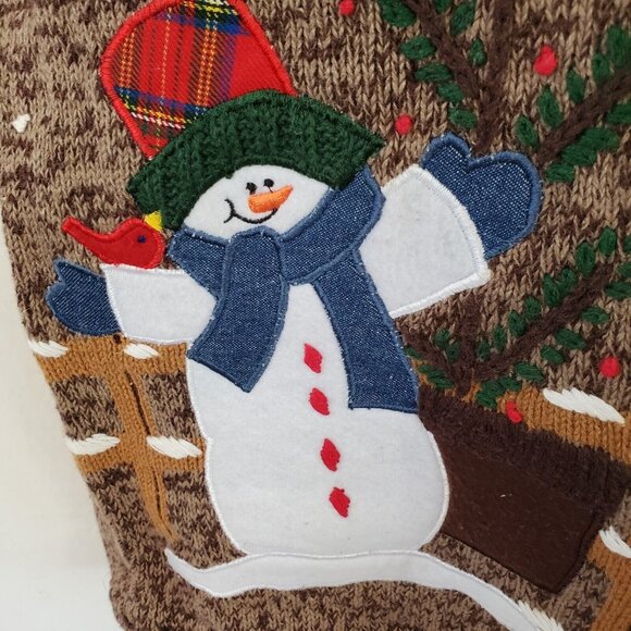 Christmas Holiday Sweater Vest Women's L Embroidered Applique Knit Button Front - Picture 5 of 12